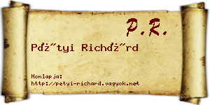 Pétyi Richárd névjegykártya